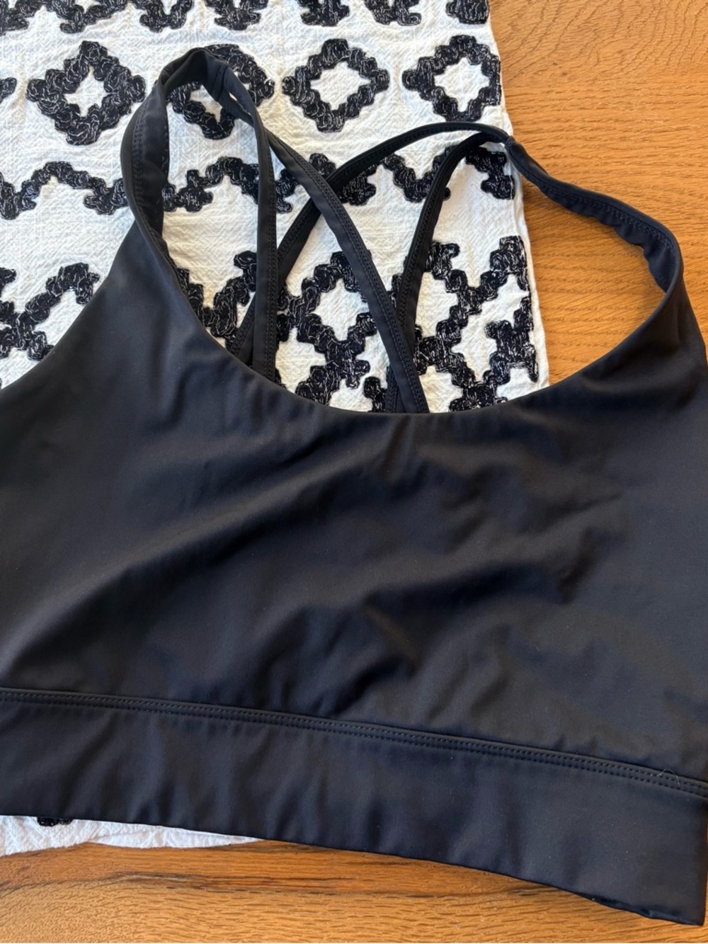 Balance Athletica Black Strappy Sports Bra with Cross-Back
